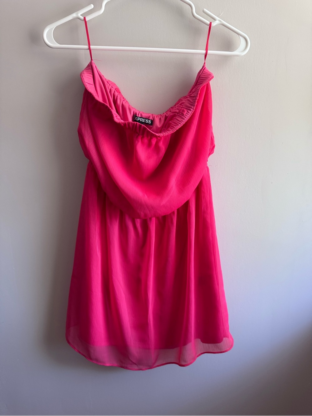 Express Vibrant Hot Pink Coral Strapless Mini Dress